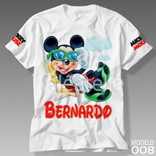 Camiseta Mickey Pool Party Infantil Adulto Personalizada