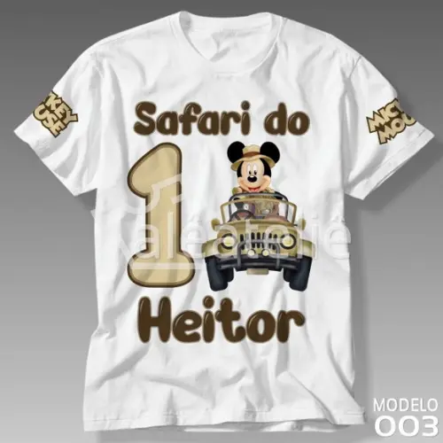 Camiseta Mickey Safari Festa Infantil Camisa Personalizada
