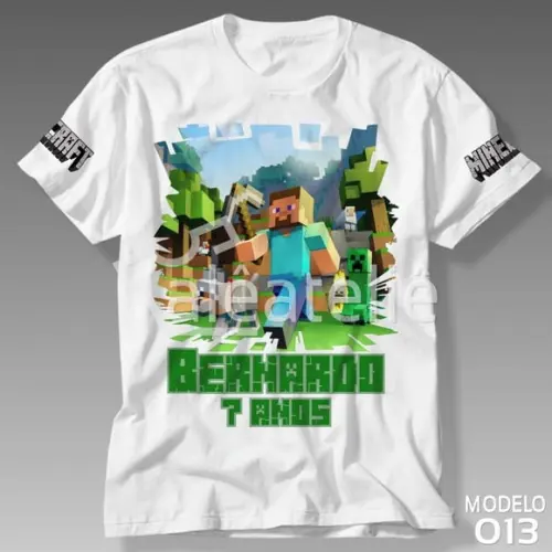 Camiseta Minecraft Aniversario Camisa Steve Personalizada