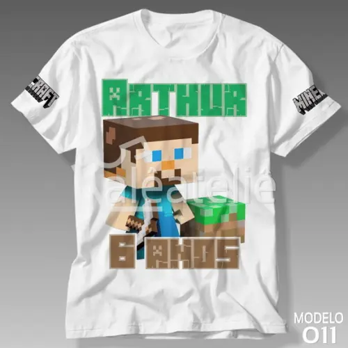 Camiseta Minecraft Personalizada Camisa Steve Festa