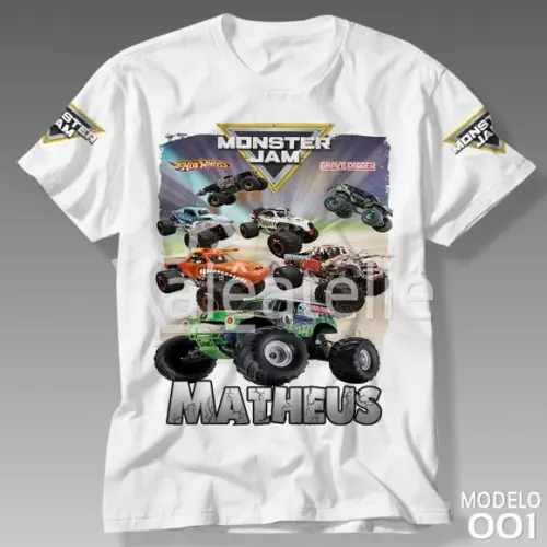 Camiseta Monster Jam Festa Infantil Adulto Personalizada