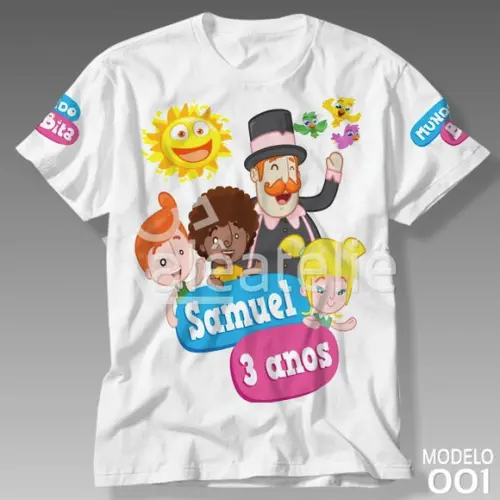 Camiseta Mundo Bita Festa Infantil Adulto Personalizada