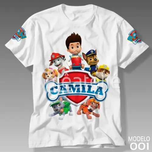 Camiseta Patrulha Canina Aniversário Ryder Chase Skye Rocky