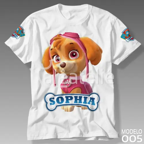 Camiseta Patrulha Canina Aniversário Ryder Chase Skye Rocky