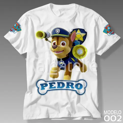 Camiseta Patrulha Canina Festa Ryder Chase Marshall Skye