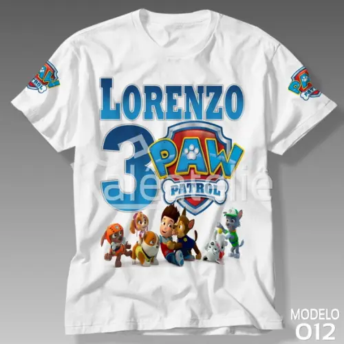 Camiseta Patrulha Canina Ryder Chase Marshall Skye Rocky