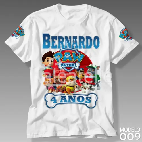 Camiseta Patrulha Canina Turma Ryder Chase Marshall Skye