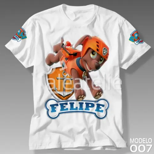 Camiseta Patrulha Canina Zuma Chase Marshall Skye Rocky