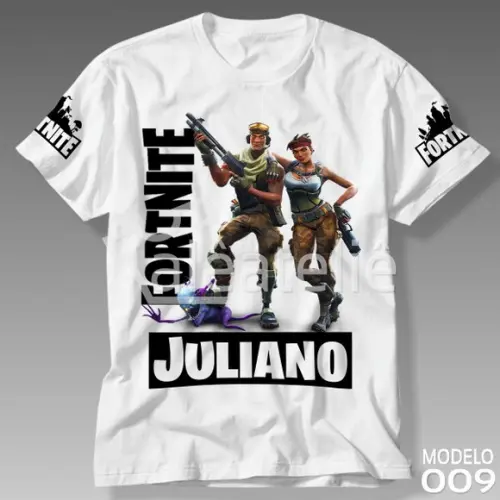Camiseta Personalizada Fortnite Battle Royale Infantil Nome