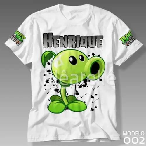 Camiseta Plants vs Zombies Disparervilha Zumbi Personalizada