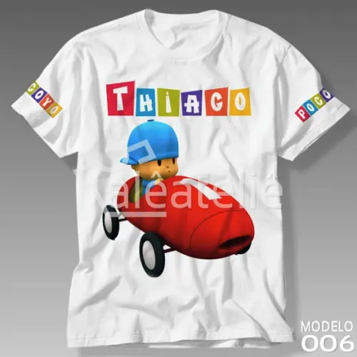 Camiseta Pocoyo Branca Personalizada