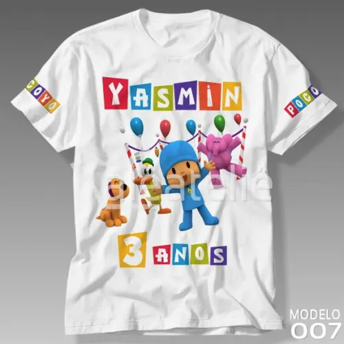 Camiseta Pocoyo Festa Aniversário Personalizada