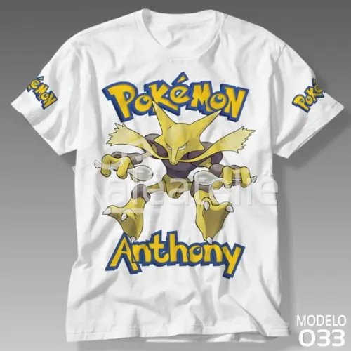 Camiseta Pokemon Alakazam Festa Infantil Adulo Personalizada