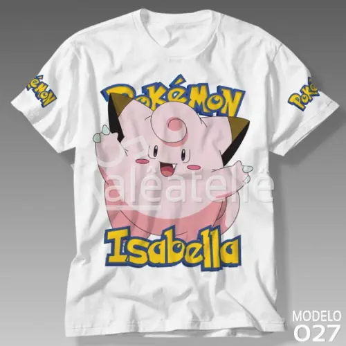 Camiseta Pokemon Clefable Festa Infantil Adulo Personalizada