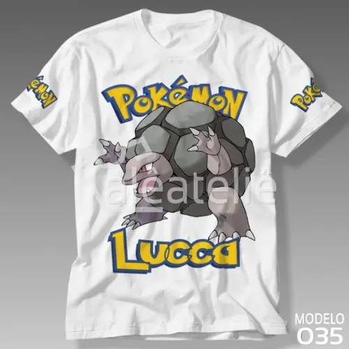 Camiseta Pokemon Golem Festa Infantil Adulo Personalizada