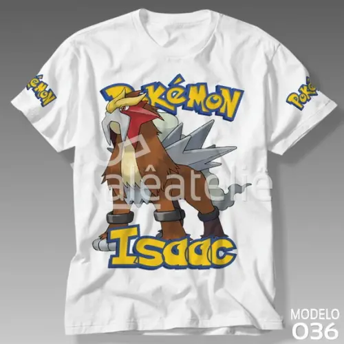 Camiseta Pokemon Entei Festa Infantil Adulo Personalizada
