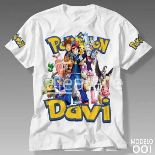 Camiseta Pokemon Infantil Adulo Personalizada com Nome