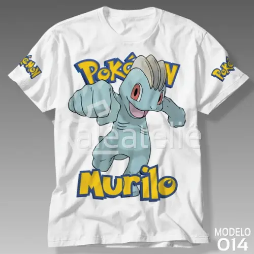 Camiseta Pokemon Machop Festa Infantil Adulo Personalizada