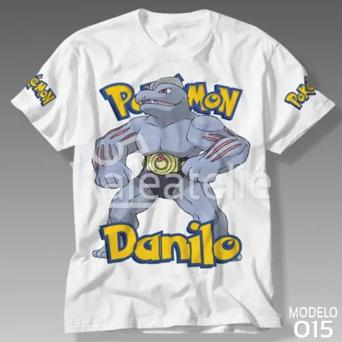 Camiseta Pokemon Machoke Festa Infantil Adulo Personalizada