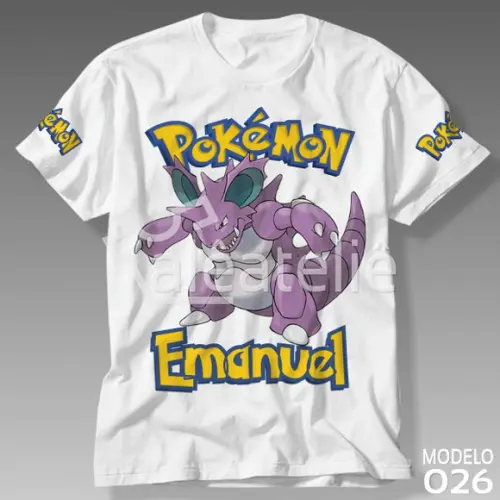 Camiseta Pokemon Nidoking Festa Infantil Adulo Personalizada