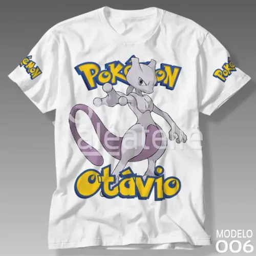 Camiseta Pokemon Mewtwo Festa Infantil Adulo Personalizada