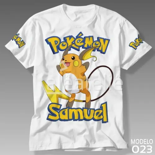 Camiseta Pokemon Raichu Festa Infantil Adulo Personalizada