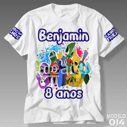 Camiseta Rainbow Friends Festa Aniversário Personalizada
