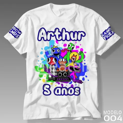 Camiseta Rainbow Friends Festa Infantil Personalizada