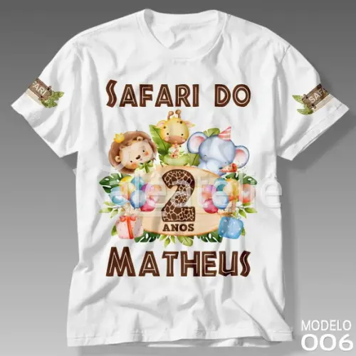 Camiseta Safari Infantil Festa Aniversário Personalizada