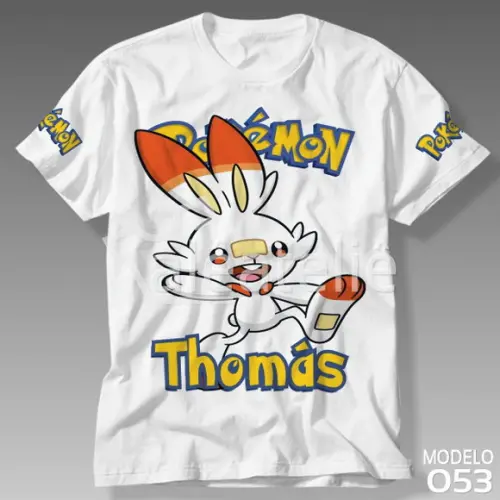 Camiseta Scorbunny Pokemon Infantil Adulo Personalizada