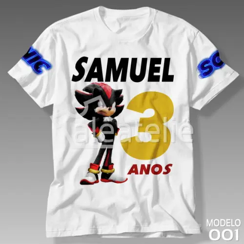 Camiseta Shadow Sonic 3 Filme Festa Infantil Personalizada