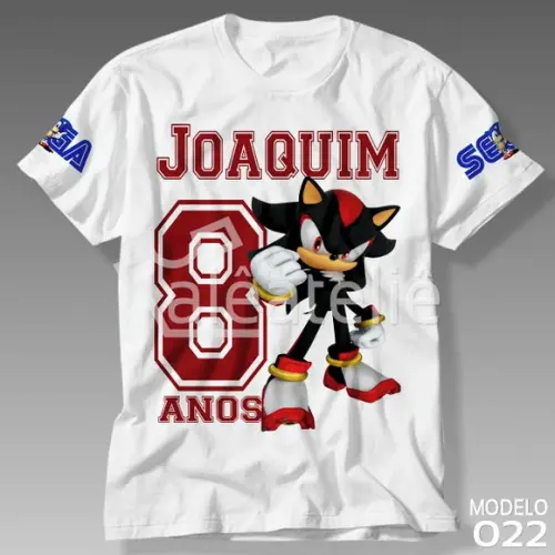 Camiseta Shadow Sonic Festa Infantil Adulto Personalizada