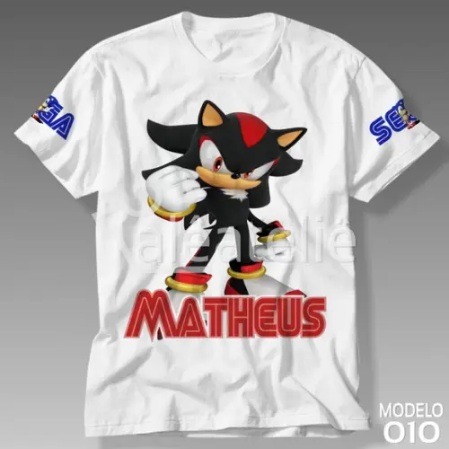 Camiseta Shadow Sonic Festa Infantil Adulto Personalizada
