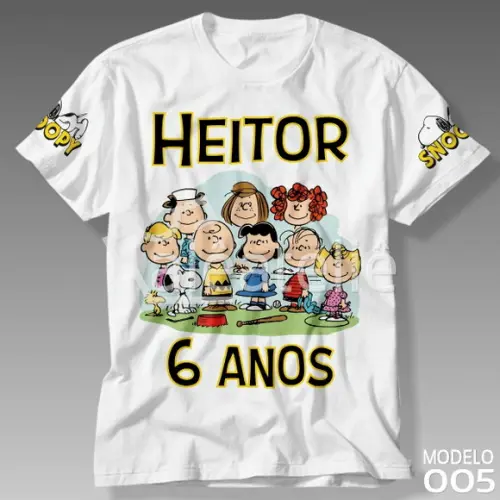 Camiseta Snoopy Aniversário Infantil Personalizada