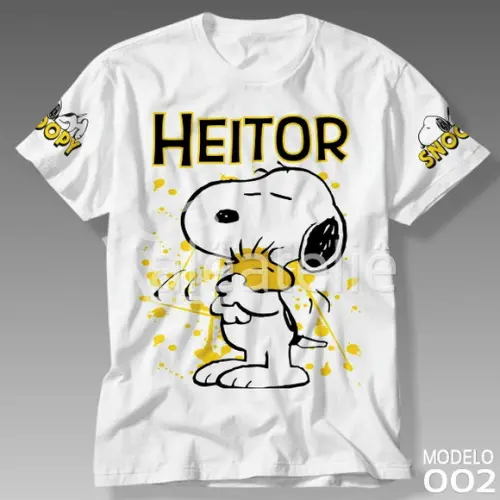 Camiseta Snoopy Infantil Juvenil Adulto Personalizada