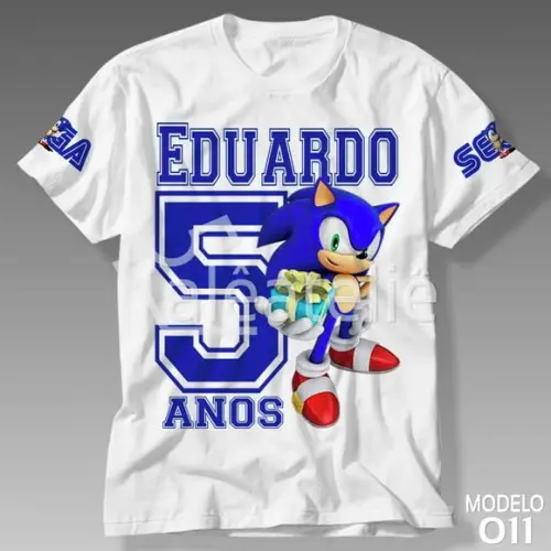 Camiseta Sonic Festa Aniversario Infantil Personalizada