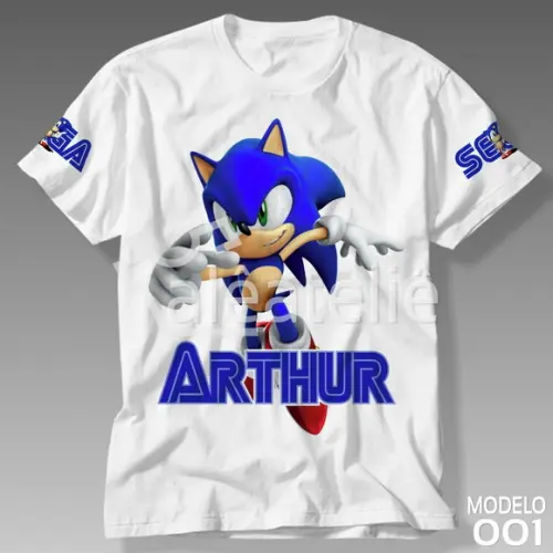 Camiseta Sonic Infantil Adulto Personalizada
