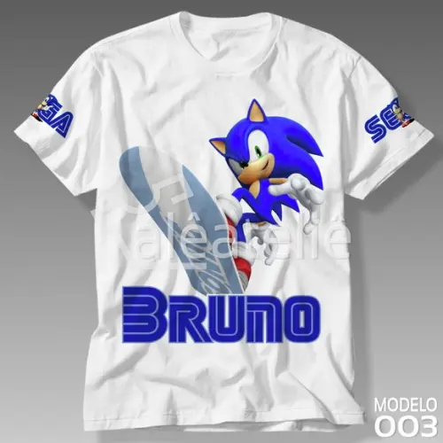 Camiseta Sonic Prancha Infantil Adulto Personalizada