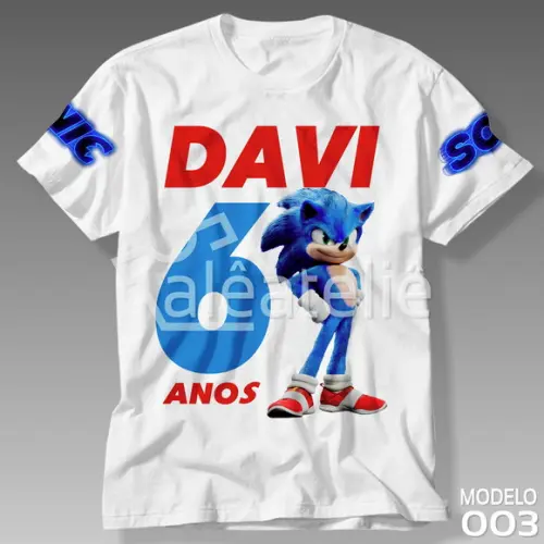 Camiseta Sonic Ouriço Filme Festa Infantil Personalizada