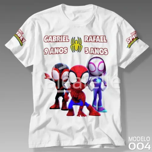 Camiseta Spidey Festa Infantil Desenho Personalizada
