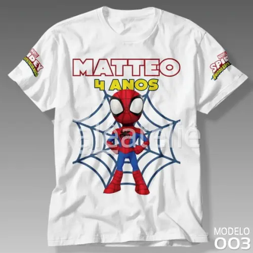 Camiseta Spidey Festa Infantil Peter Parker Personalizada
