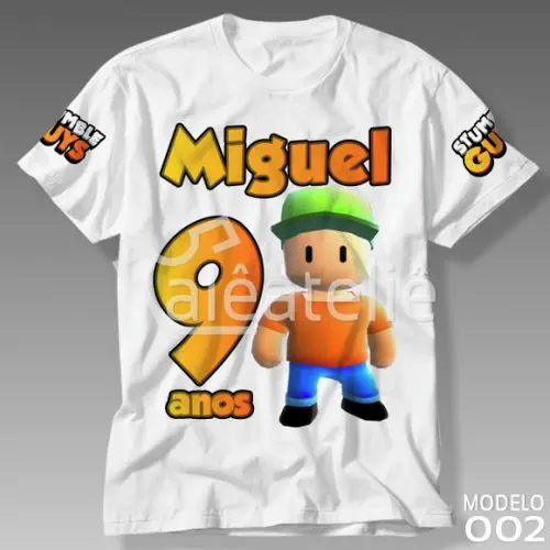 Camiseta Stumble Guys Festa Personalizada Infantil Adulto