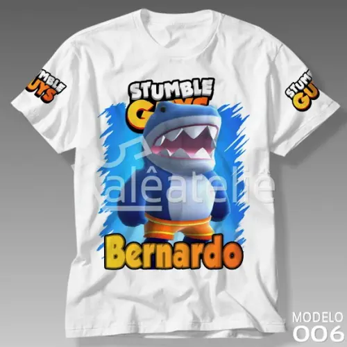 Camiseta Stumble Guys Megalodon Tubarão Personalizada