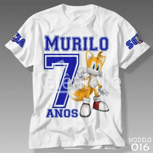 Camiseta Tails Sonic Raposa Festa Infantil Personalizada