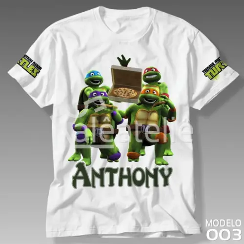 Camiseta Tartarugas Ninja Pizza Personalizada