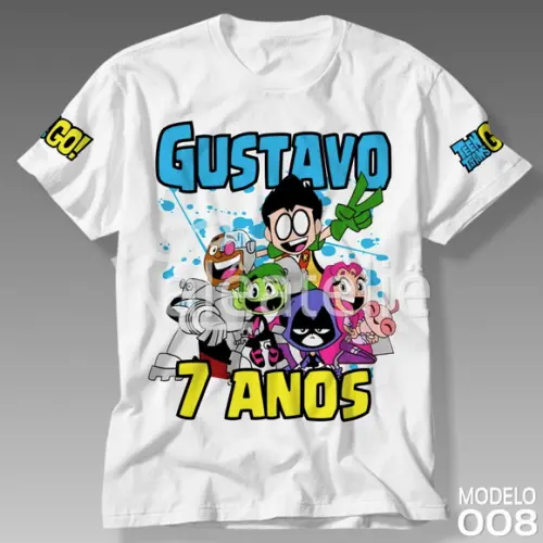 Camiseta Teen Titans Go Personalizada com Nome e Idade
