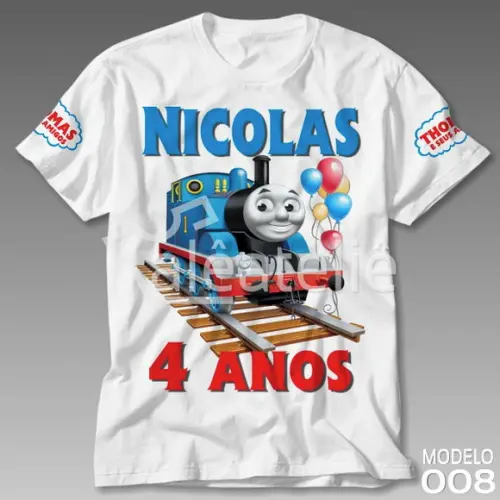 Camiseta Thomas Amigos Festa Infantil Personalizada