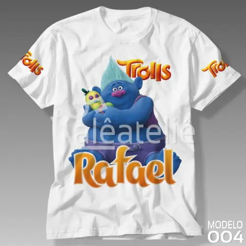 Camiseta Trolls Poppy Tronco Biggie Gristle Personalizada