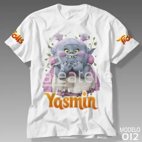 Camiseta Trolls Poppy Tronco Bridget Gristle Personalizada