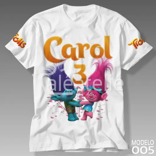 Camiseta Trolls Poppy Tronco Bridget Gristle Personalizada